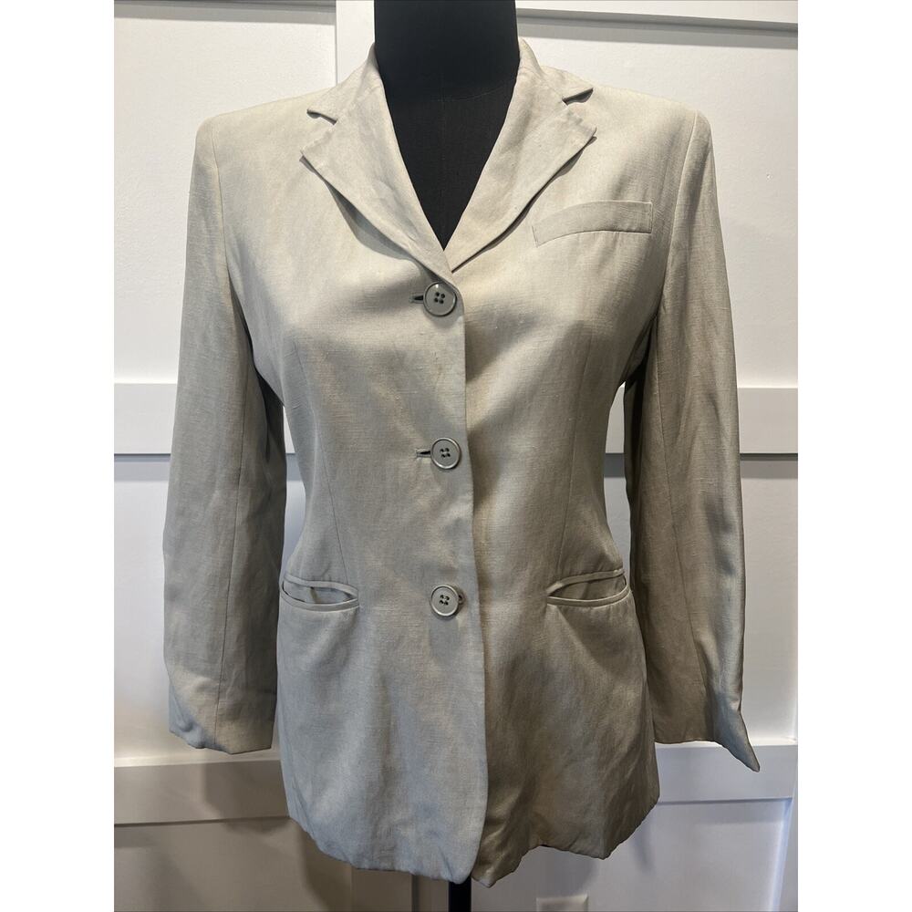 Lauren Ralph Lauren silk & Linen khaki blazer womens‎ size 4